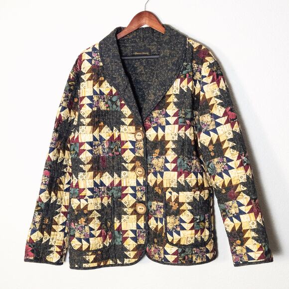 Donna Sharp Women’s Coat Eclectic Grandpa Y2K Quilted Pattern Patchwork Size XL - Picture 1 of 10